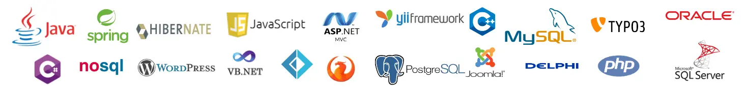 about us badges of the technologies used by our company